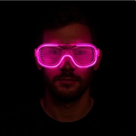 Resim Pembe Led Işıklı Parti Gözlüğü - Neon Glow Şerit Gözlük 3 Modlu 1 