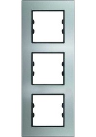 Resim Asfir Schneider Asfora Serisi Pleksiglas Parlak Gümüş Dikey Üçlü Çerçeve Apg413-71 Modeli 