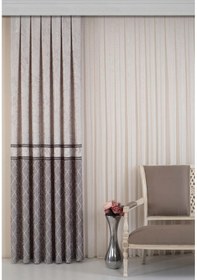 Resim Fon Perde Brillant Liva Alita Desen Gölgeli Dijital Baskı Bej 