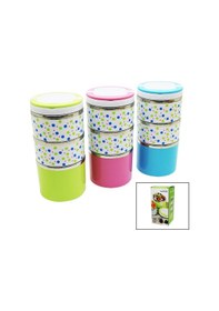 Resim Çiçekli 3lü Sefer Tası - Saklama Kabı Renkli 1.26lt 5224 