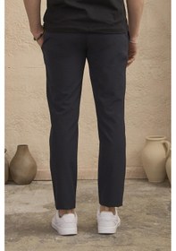 Resim Braccas Erkek Slim Fit Beli Bağlamalı Dokulu Lacivert Pantolon Lacivert 