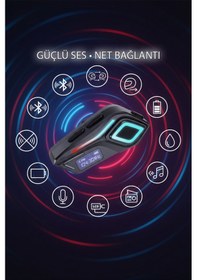 Resim K08 İntercom Bluetooth 5.4 Motosiklet Kask İnterkom Gürültü Engelleyici Su Geçirmez Lcd Ekranlı 