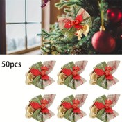 Resim [Noel Zili ile Kurdele] 50 Adet Noel Çanlı Kurdelesi | Mini Kırmızı ve Yeşil Hediye Paketi, Ağaç, Düğün Partisi Asma Süsleri - Fiyonk El Sanatları, Çelenk Bezeme, İç Mekan Ev Dekorasyonu için Hazır Yılbaşı Çamuru Siyah Renk, Şimdiden Üretilen Noël Bantlari 