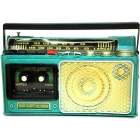 Resim Turtcest Dekoratif Metal Radyo Kumbara Vintage Biblo Hediyelik 
