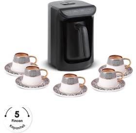 Resim Mutlu Müşteri Hatır Közde Türk Kahvesi ve Türk Kahve Makinesi Shiny Black 5 Fincan Kapasiteli Bol Köpüklü 