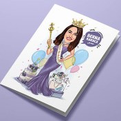Resim Doğum Günü Kraliçesi Karikatürlü Tebrik Kartı 