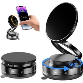Resim Metalik Magsafe Telefon Tutucu Tüm Yüzeylerle Uyumlu Vakumlu 360 Dönen Oynar Başlık 