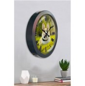 Resim Bahat Köpekli Salon Ofis Duvar Saati Gri Metal Çerçeve 36 Cm 