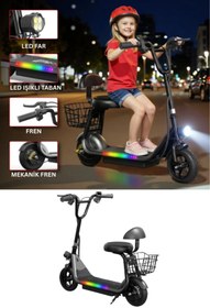 Resim Cool Wheels Elektrikli Oturaklı LED Işıklı Çocuk Scooter - 250W Yerli Üretim Harley Model (8-12 Yaş) 