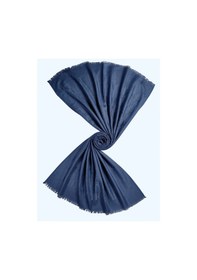 Resim Mim Eşarp Işıl İpek - H Desen Kaşmir İpek Şal 75x190 Cm İndigo 