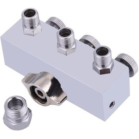 Resim Padalink Hava Fırçası Üç Yollu Bölücü, Metal T1-3, Her Çıkışta Basınç Regülatörü, 1'den 3'e Bağlantı, Geçici Dövme Ve Yüz Boyama İçin 
