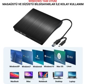 Resim Multizone Harici DVD Rw Taşınabilir Ultra Ince USB 3.0 Type-C Cd/dvd Yazıcı Okuyucu 