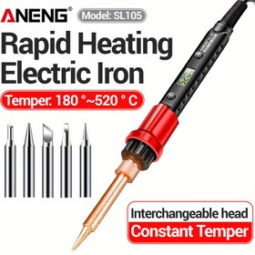 Resim ANENG SL105 110V-240V Elektrikli Lehimleme Demiri Hızlı Kaynak Ekipmanı Değiştirilebilir Başlıklar, Sabit Sıcaklık Kontrolü ve AB Fişi - Otomotiv, Endüstriyel, DIY Kaynak Tamir Aracı, Lehimleme Demiri, Otomotiv Tamir Aracı, Dayanıklı Yapı 