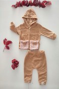 Resim dubi baby Nazlı Baby Peluş Cepli Kapşonlu Bebe 2'li Takım 