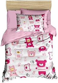 Resim Dijital Baskılı 3d Pamuklu Yenidoğan Bebek Nevresim Takımı Bear Toy Pink 