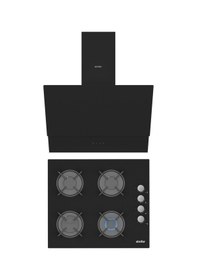 Resim Simfer QS Siyah 2'li Cam Ankastre Set (3500 Ocak + 8703 Davlumbaz) 