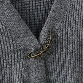Resim 1 adet Boho-Şık Vintage Yaprak & Dal Kumaş Broş - Alaşım, El Yapımı DIY Aksesuar, Çok Yönlü Kazak Stili için 