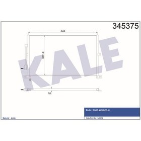 Resim KALE OTO Radyatör 345375 Klima Radyatörü Mondeo III 00- 670X361X16 