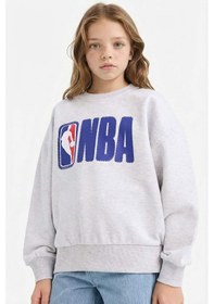 Resim Defacto Kız Çocuk Nba Oversize Geniş Kalıp Bisiklet Yaka Sweatshirt F3435a825augr400 Gri-gr400 
