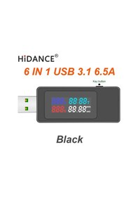 Resim Siyah Usb 3.1 6.5a 4-30 V Dc Dijital Akım Gerilim Voltmetre Hızlı Şarj Güç Bankası Pil Kapasitesi Ölçer Dedektörü Amp Volt Test Cihazı 