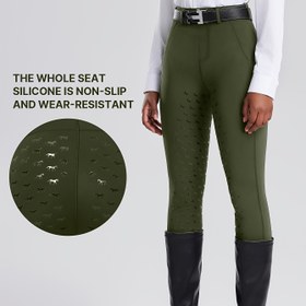 Resim Kadın Yüksek Belli Silikon Tutuşlu Binicilik Pantolonu, Kaymaz ve Dayanıklı, Esnek Kumaş ve Cepli, Binicilik Sporları için Tasarlandı. 