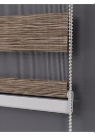 Resim Ithal Kalın Kahverengi Zebra Stor Güneşlik Perde Etek Düz Alüminyum Kasa Metal Ayak 