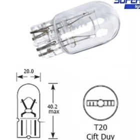 Resim Mabelme Store Super Light T20 Dipsiz Halojen Park Ampulü Çift Duy 1 Adet 