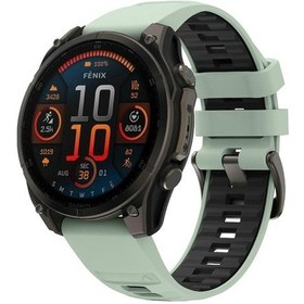 Resim Garmin 26mm İçin İki Renkli Silikon Kayış Nane Yeşili Siyah 