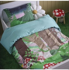 Resim Çocuk Nevresim Takımı, Çok Renkli, 150x200/50x60 Cm Orman Temalı Renkli 