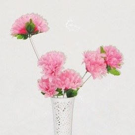 Resim 40 Cm Beyaz Delikli Vazo Pembe Demet Çiçek 