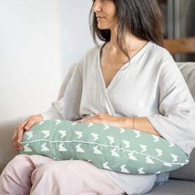 Resim Müslin Bebek Emzirme Destek Yastığı - Mono Lapin Matcha Green 