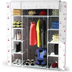 Resim Sepettenevar Çift Yandan Raflı Askılı Kaliteli Bez Dolap - Rengarenk 