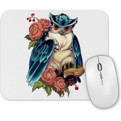 Resim Baskı Dükkanı Baykuş Hayvan Owl Colour Drawing Çizim Mouse Pad 