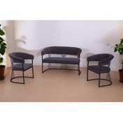Resim Rozexi Rio Çay Seti Takımı Koltuk Takımı Oturma Odası Kafe Antre Hol Ofis 2+1+1 Siyah Metal 