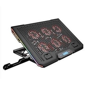 Resim Rampage Blizzard R7 RGB Işıklı 6 Fanlı LCD Ekranlı 2 Usb Soketli 15.6 Notebook Soğutucu Stand 