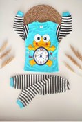 Resim dubi baby Mavi Kurbağa Saat 2'li Bebe Pijama Takımı 0-3 Yaş 