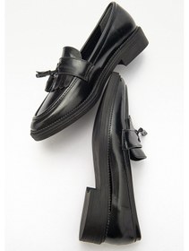 Resim Luvi Shoes Lily Siyah Mat Rugan Kadın Loafer Siyah 