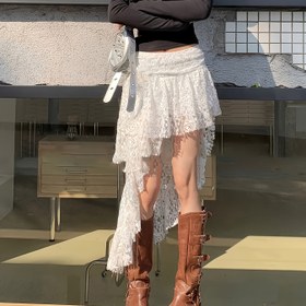 Resim Kadınlar İçin Uygun Düzensiz Kesim Düz Renkli File Elbise, Doğum Günleri ve Festivaller için Seksi Etek, Her Durumda Şık Etek, İlkbahar Yaz Sonbahar Kış Gardırop 