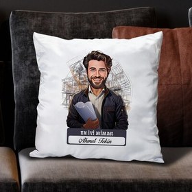 Resim Karikatürlü En İyi Erkek Mimar Yastık 
