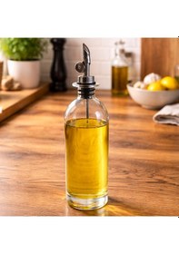 Resim Porsima 3890-1 Gümüş Sızdırmaz Kapaklı Cam Yağlık Sirkelik Yağdanlık 500 Ml Şefaf 