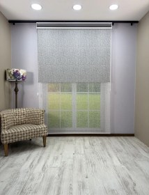 Resim Olympos Serisi Kırçıl Desenli Çift Mekanizmalı Beyaz Tül Antrasit Gri Stor Perde Antrasit Gri 