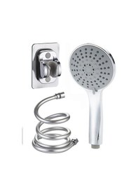 Resim 5 Fonksiyonlu Büyük Boy Krom Duş Başlığı 150cm Pvc Hortumlu Yapış Beyaz 
