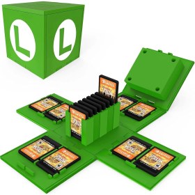 Resim Jingyi Anahtar Oyun Kartları Için Oyun Saklama Kutusu Mario Oyunları Küp, 16 Oyuna Kadar, Katlanabilir Nintendo Anahtarı Oyun Kartı Kutusu Küp Nintendo Anahtarı Oyun Saklama Kutusu-Yeşil L (Yurt Dışından) 