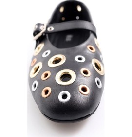 Resim Siyah Kuş Gözlü Deri Babet 23638-siyah Siyah 