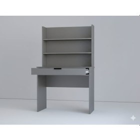 Resim Armi Tek Çekmeceli Kitaplıklı Çalışma Masası Metalik Gri Metalik Gri 