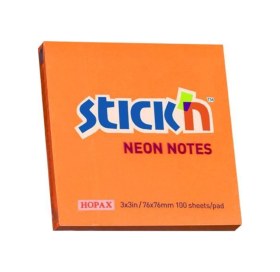 Resim Stickn 76x76mm Yapışkanlı Not Kağıdı Neon Turuncu 100 Yaprak 12 Paket 21164 