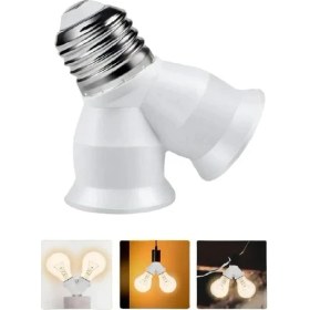 Resim E27 Duy Çoğaltıcı 2'li Duy Ampul LED 2 x E27 Dönüştürücü 