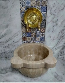 Resim Traverten Düz Mermer Kurna 