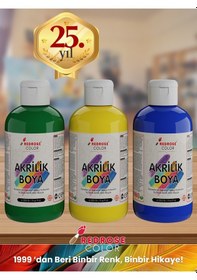 Resim Red Rose Yeşil-sarı-mavi Akrilik Boya 3'lü Set 3 x 250 G 