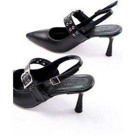 Resim İnf-260 Siyah Günlük Arkası Açık Baret Tokalı Topuklu Bayan A... Siyah 